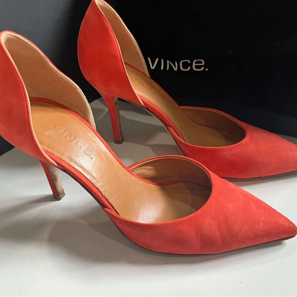 Orange Suede Pumps